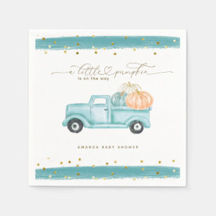 Pumpkin Minimalist Modern Fall Baby Boy Shower Napkin