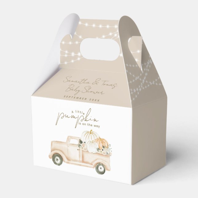 Pumpkin Minimalist Modern Fall Baby Shower Favour Box (Front Side)