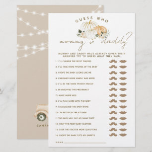 Pumpkin Minimalist Modern Fall Baby Shower Game