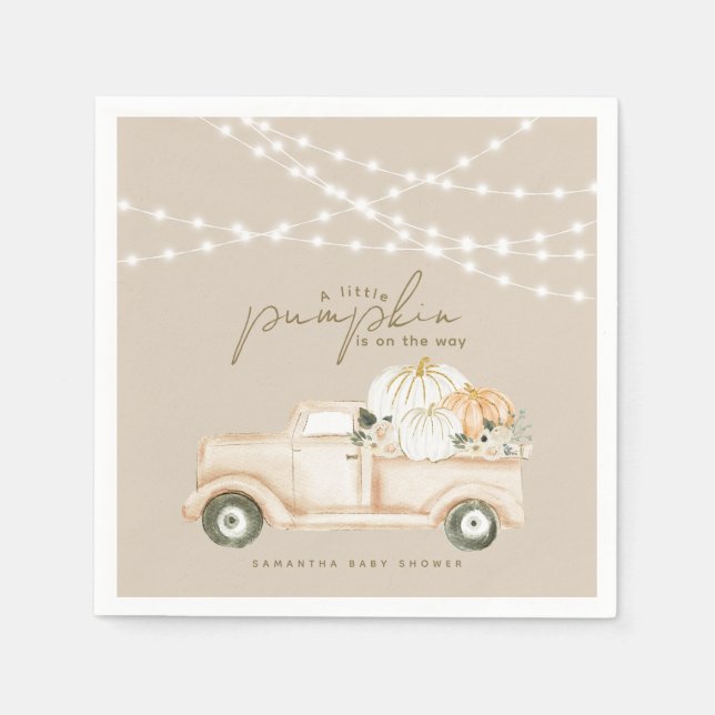 Pumpkin Minimalist Modern Fall Baby Shower Napkin (Front)