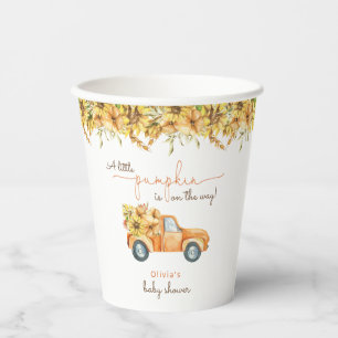 Pumpkin Minimalist Modern Fall Baby Shower Paper Cups