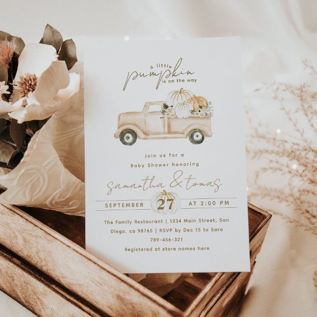 Pumpkin Minimalist Simple Modern Fall Baby Shower Invitation (Creator Uploaded)