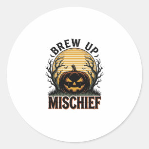 Pumpkin Mischief Shirt Vintage Halloween Graphic_1 Classic Round Sticker
