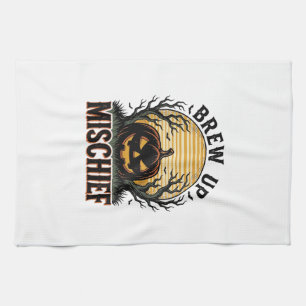 Pumpkin Mischief Shirt Vintage Halloween Graphic_1 Tea Towel