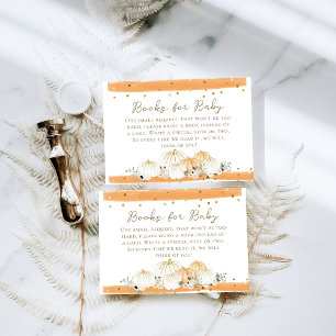 Pumpkin Modern Fall Baby Shower Book Request Enclosure Card