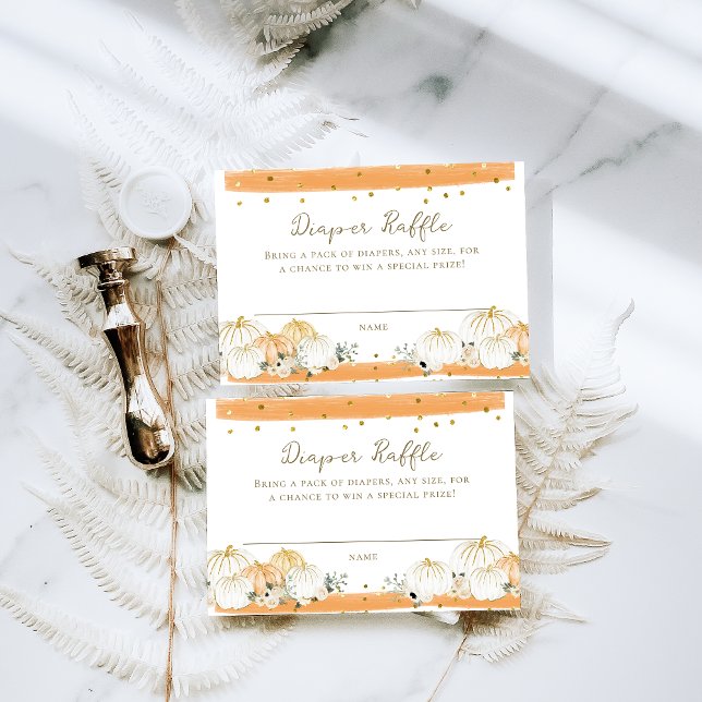 Pumpkin Modern Fall Baby Shower Diaper Raffle Enclosure Card (Creator Uploaded)