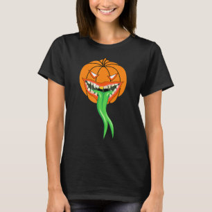 Pumpkin Monster Green Tongue Halloween T-Shirt