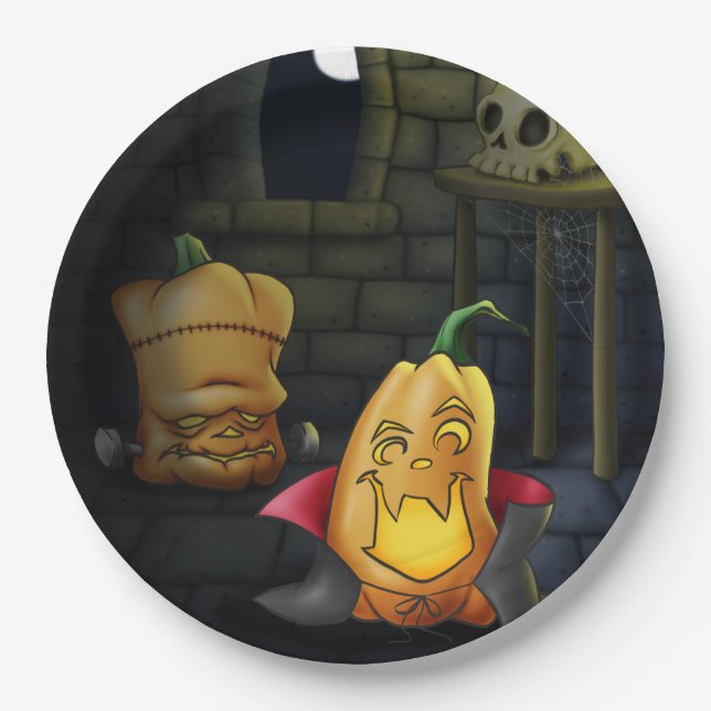 Pumpkin Monsters Halloween/Birthday Paper Plate (Front)