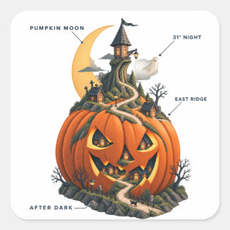 Pumpkin Moon Spooky Atlas Square Sticker