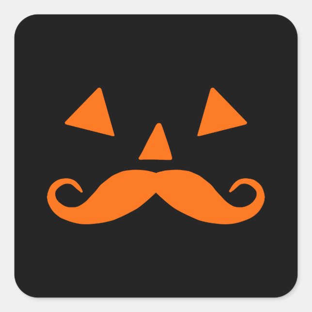 Pumpkin Moustache Halloween Square Sticker (Front)