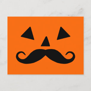 Pumpkin Moustache Postcard