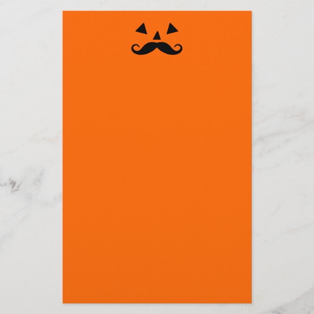 Pumpkin Moustache Stationery (Front)
