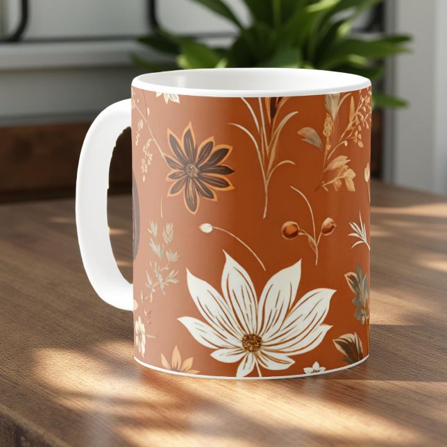 Pumpkin Mug Terracotta Watercolor Fall Leaves  (Creator Uploaded)