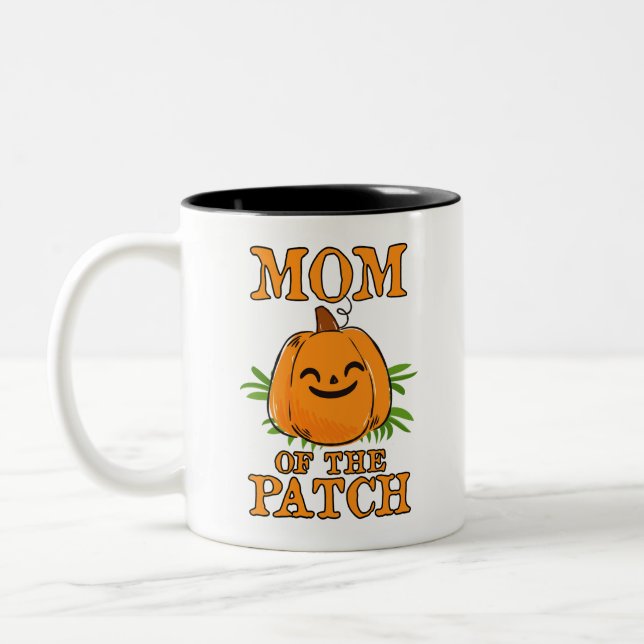 Pumpkin Mum of the Patch T-Shirt Family Halloween Two-Tone Coffee Mug (Left)