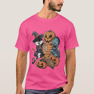Pumpkin Mummy Zombie Black Cats Halloween Kitty T-Shirt