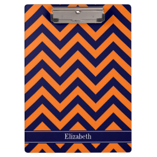 Pumpkin Navy LG Chevron Navy Blue Name Monogram Clipboard