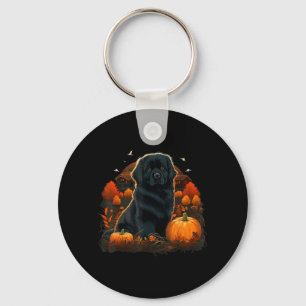 Pumpkin Newfie Dog Costume On Newfoundland Dog Key Ring