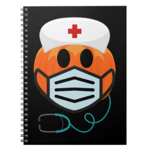 Pumpkin Nurse Funny Scary Halloween Nurse Costume Notebook