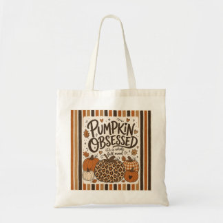Pumpkin Obsessed Fall Mood Leopard Print Tote Bag
