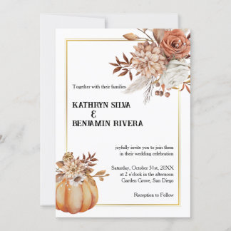 Pumpkin October Elegant Fall Wedding Invitation