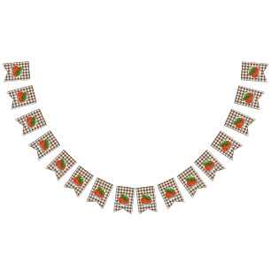 Pumpkin on Brown Plaid - Happy Thanksgiving Bunting