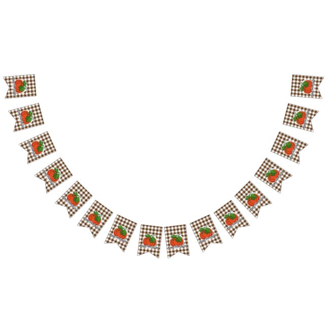 Pumpkin on Brown Plaid - Happy Thanksgiving Bunting (All)