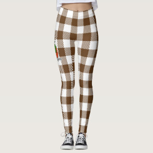 Pumpkin on Brown Plaid - Happy Thanksgiving Leggings