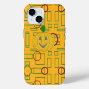 Pumpkin on Geometric Background iPhone 15 Case