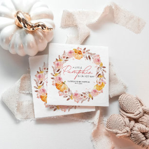 Pumpkin "On Her Way" Baby Shower Custom Napkin
