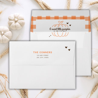 Pumpkin On Its Way Gender Neutral Baby Shower Envelope