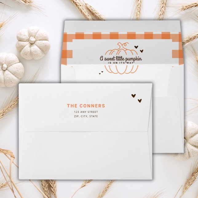 Pumpkin On Its Way Gender Neutral Baby Shower  Envelope (Creator Uploaded)