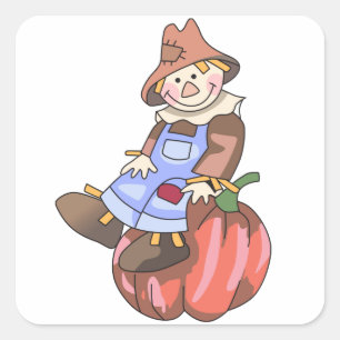 Pumpkin on Scarecrow Square Sticker