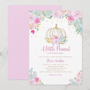 Pumpkin on the way Floral Pumpkin Girl Baby Shower Invitation