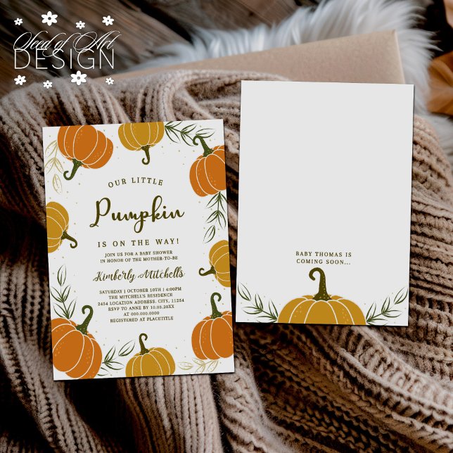 Pumpkin On The Way Gender Neutral Baby Shower Invitation (Creator Uploaded)