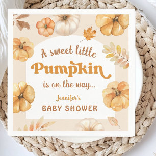Pumpkin on The Way Retro Fall Baby Shower Paper Napkin