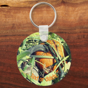 Pumpkin On Vine Nature Personalised Key Ring