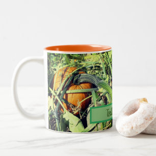 Pumpkin On Vine Nature Personalised Two-Tone Coffee Mug
