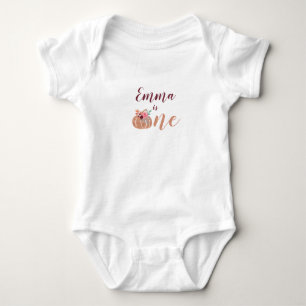 Pumpkin one first birthday with name baby bodysuit