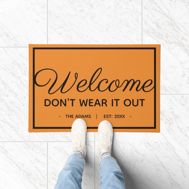 Pumpkin Orange and Black Funny Fall Autumn Welcome Doormat (Indoor)