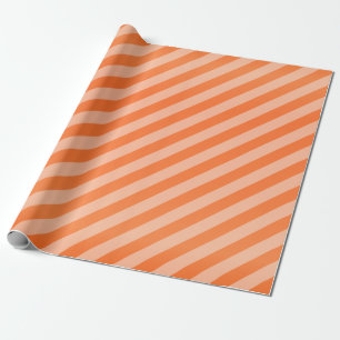 Pumpkin Orange and Diagonal Stripes Wrapping Paper