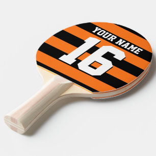 Pumpkin Orange Black Team Jersey Preppy Stripe Ping Pong Paddle