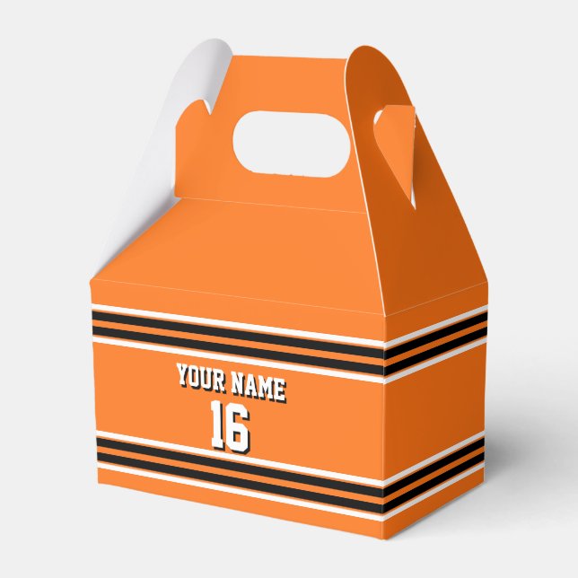 Pumpkin Orange Blk Team Jersey Custom Number Name Favour Box (Front Side)