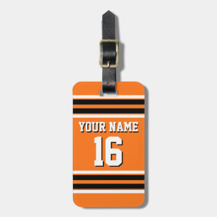 Pumpkin Orange Blk Team Jersey Custom Number Name Luggage Tag