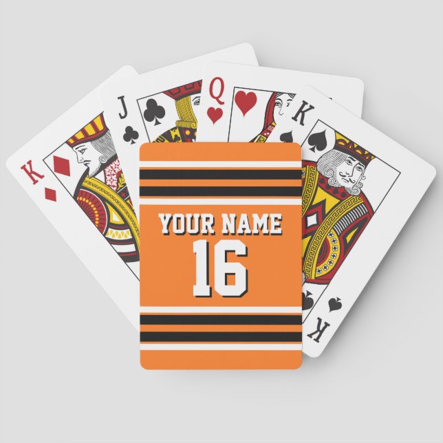 Pumpkin Orange Blk Team Jersey Custom Number Name Playing Cards (Back)