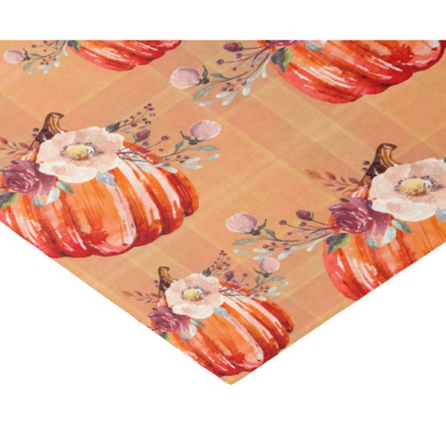 Pumpkin orange fall floral plaid check autumn tissue paper (Creator Uploaded)