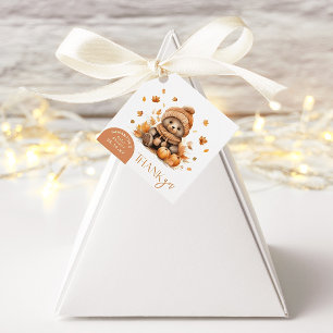 Pumpkin Orange Fall In Love Little Teddy Bear Favour Tags