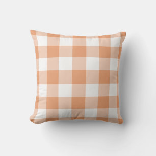 Pumpkin Orange Gingham Check Pattern Cushion