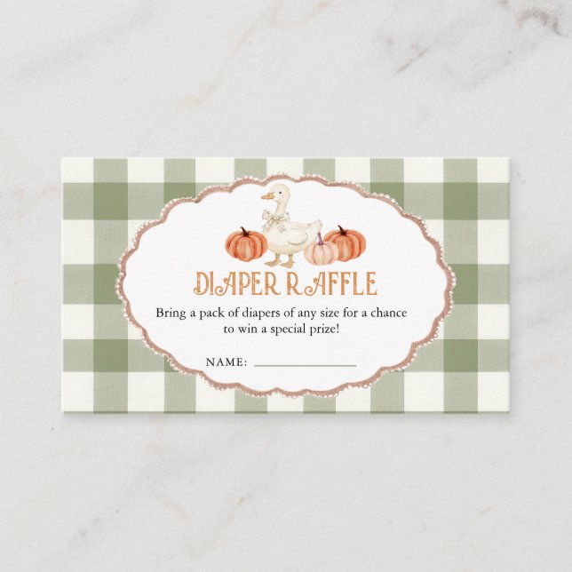 Pumpkin Orange Goose Baby Shower Diaper Raffle Enc Enclosure Card (Front)