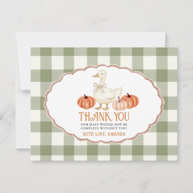 Pumpkin Orange Goose Baby Shower Thankyou Card (Front)