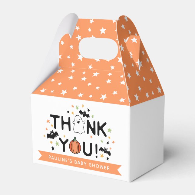 Pumpkin Orange Halloween Baby Shower Thank You Favour Box (Front Side)